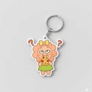 [BST Cặp đôi Patrick] Móc khóa NFC Wonder Girl – Cô Nàng Dễ Thương Cầm Pizza chip NFC NTAG213 144 Bytes